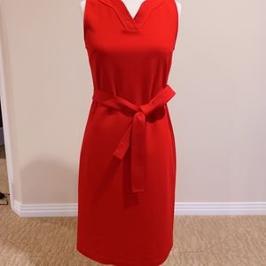 Talbots Sleeveless, V-neck, slight A-line Dress.  Red in color.  Size 4
